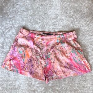 Silky Pink paisley pleat flat front short